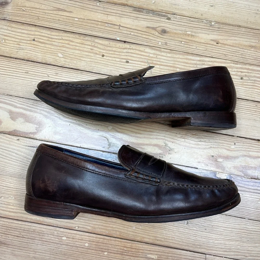 Cole Haan Mens Pinch Penny Loafer Dark Brown Leather preppy office Size 9 flats